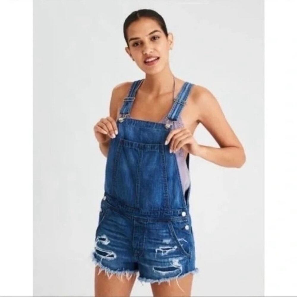 American Eagle Outfitters Distressed Denim Shortalls Sz.M
